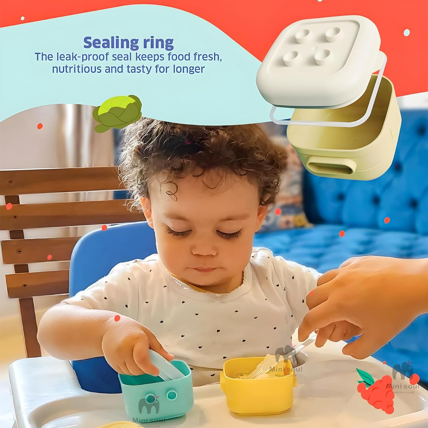 Transparent Stackable Portable BPA Free Food Grade Material Food Snack Container for Infant Baby Toddler Kids 120ml (4pcs) - Adenzo Comfies