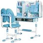 Kids Height Adjustable Study Desk and Chair Set with Sitting Corrector – Ergonomic Children’s School Table with Book Stand, Foot Pedal, Drawer Storage, Dual Back Support - Adenzo Comfies