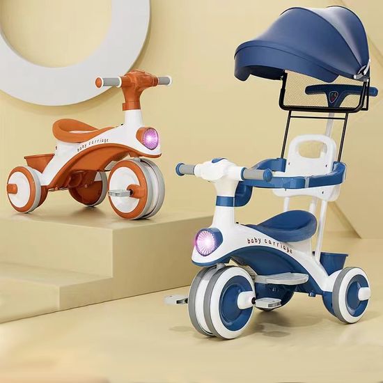 3-in-1 Kids Tricycle Stroller with Parent Handle – Foldable Baby Trolley Bike with Canopy, Adjustable Seat & Safety Guard, Portable Trike for Toddlers (6 Months–4 Years) - Adenzo Comfies