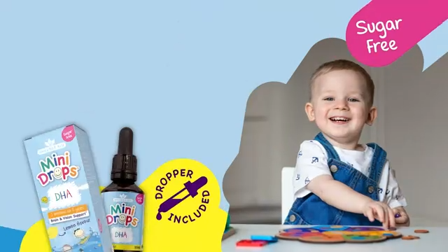 Natures Aid DHA Omega-3 Mini Drops for Babies & Kids 50ml – Supports Brain & Vision Health – Sugar Free, Vegan, Gluten-Free, Non-GMO – Growth Support for Children Age 0-5 Years Old Dropper Included