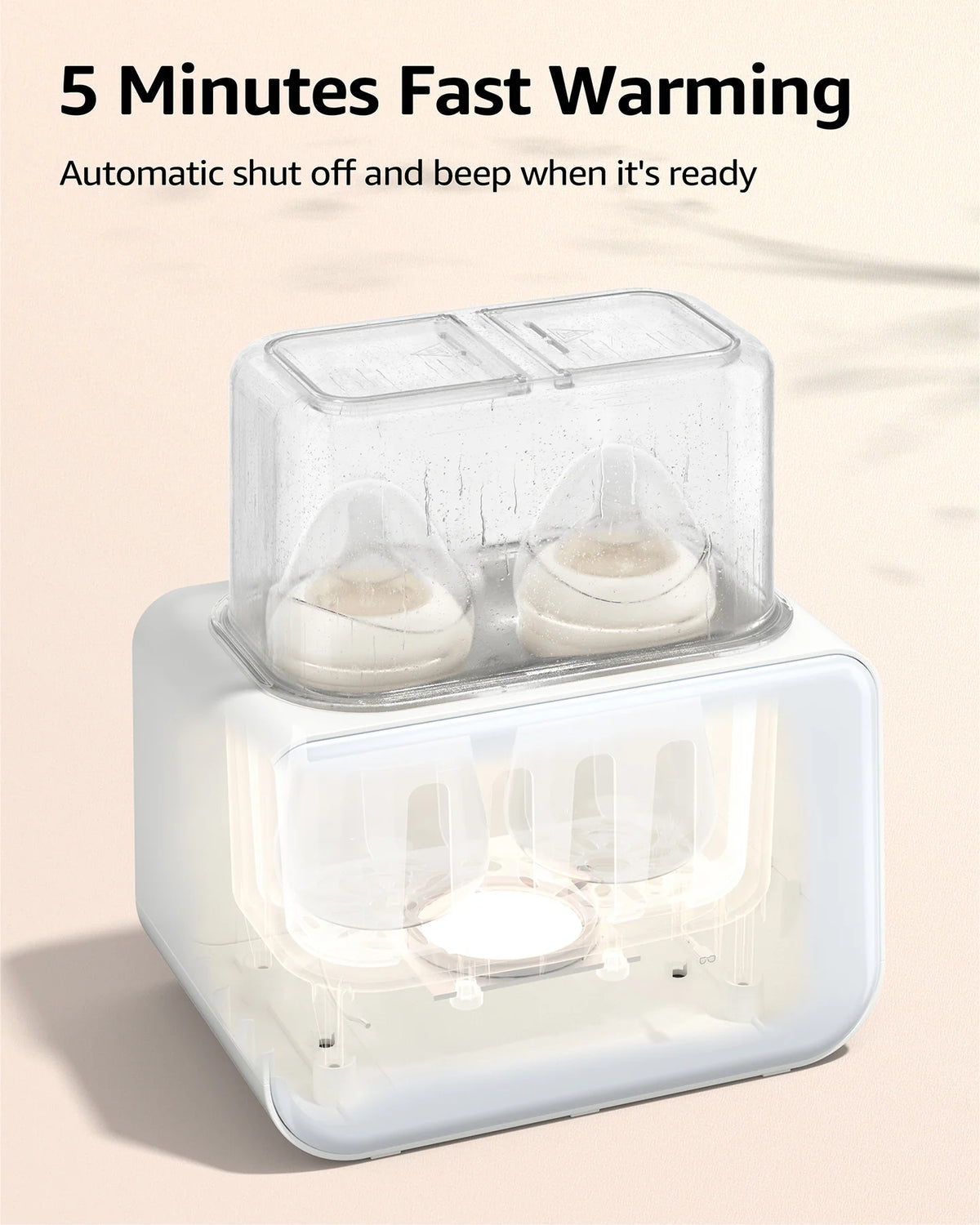 Grownsy 8-in-1 Baby Bottle & Milk Warmer with Timer, Dual Bottle Warming and Steam Sterilizer