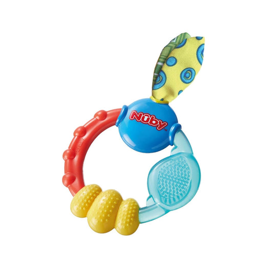 Nuby Wacky Teething Ring – Multi-Texture Silicone & Ribbon Teether for Infants, 4+ Months, Stimulates Gums & Senses - Adenzo Comfies