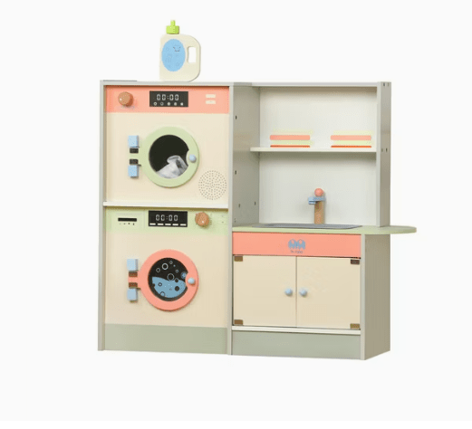 Craft Wooden Washing Machine Toy Set – Kids Pretend Play Washer & Dryer Furniture Playset - Adenzo Comfies