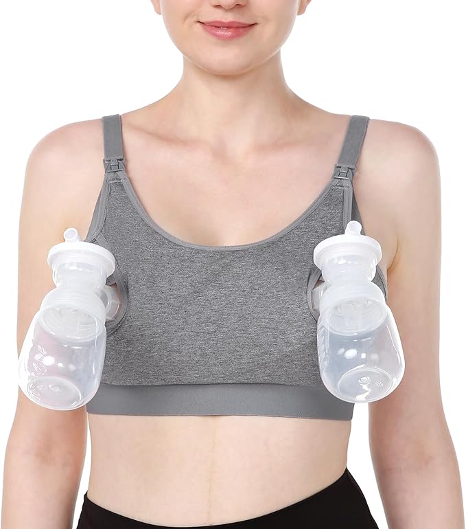 Momcozy Hands Free Nursing Bra, Adjustable, Pumping and Breastfeeding Bra, Soft Elastic Fabric